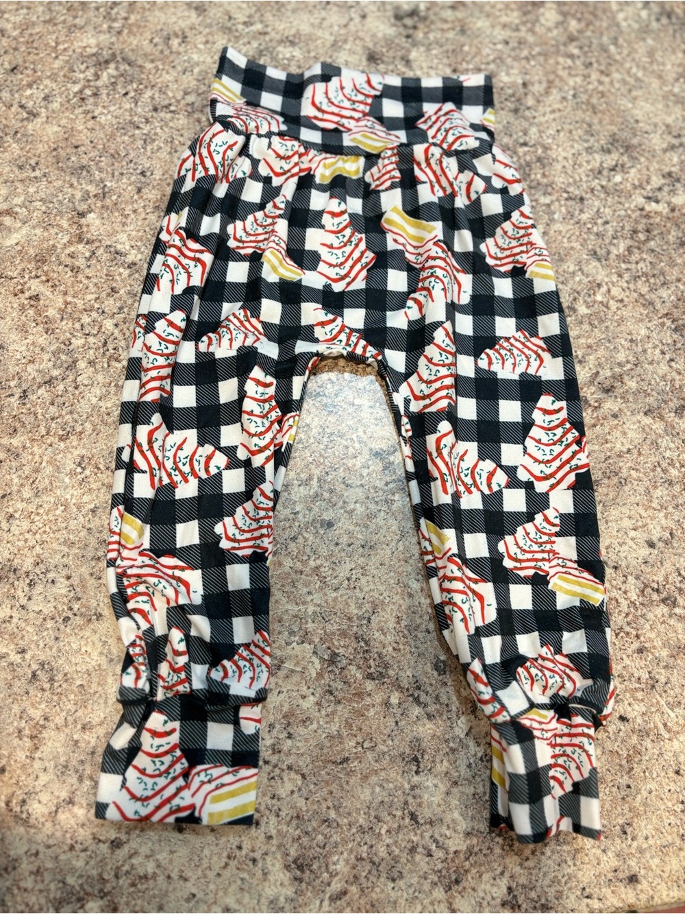 Kids Black & White Christmas Tree Cake Pants